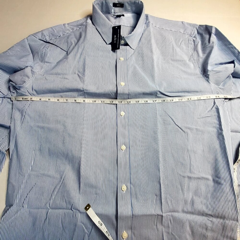 J.Crew Blue & White Striped XXL Performance Dress Shirt -Reimagined Cotton Blend - Picture 3 of 15